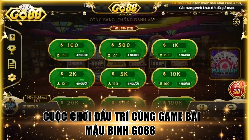 Cuộc chơi đấu trí cùng game bài Mậu binh Go88 