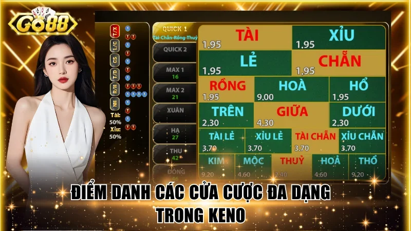 Điểm danh các cửa cược đa dạng trong Keno